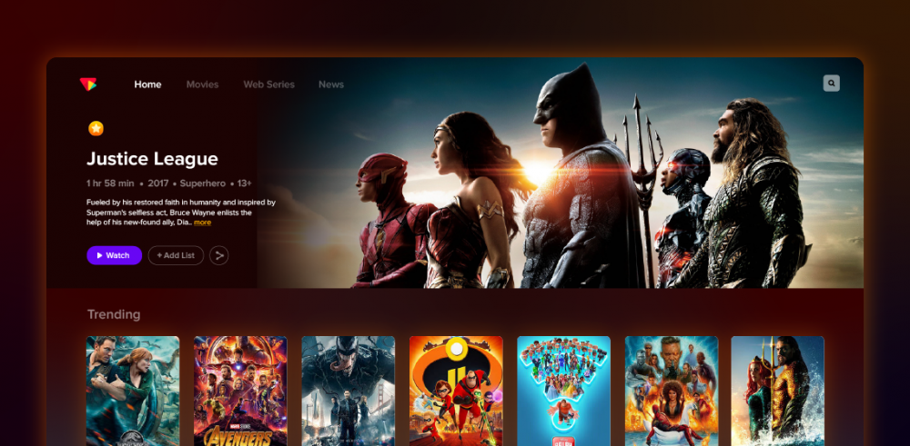 OTT apps on a TV screen